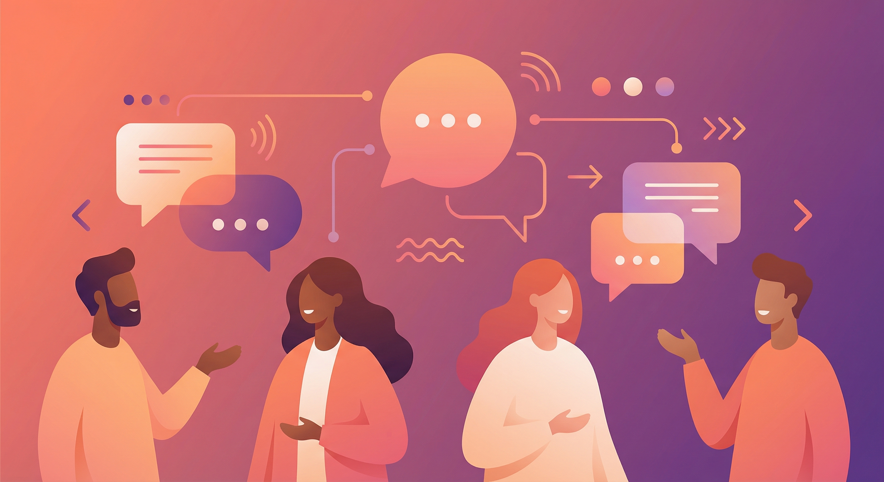 People having animated conversations